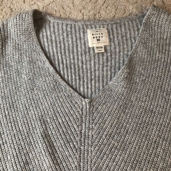 Gray V-Neck Ribbed Sweater - Picture 3 of 3